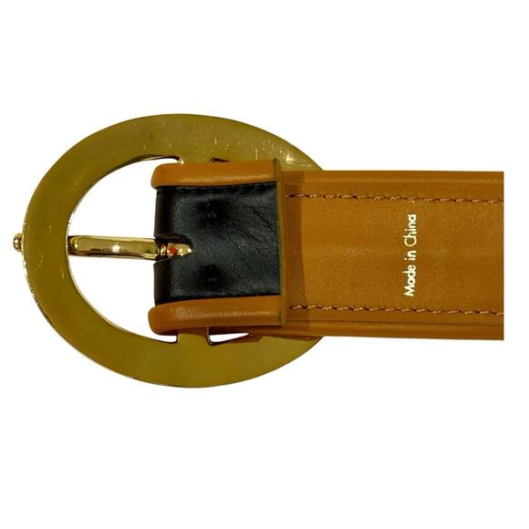 DVF Leather Belt Black/Tan with Gold Buckle - “Milly” - Summer Dress Perfection! - Picture 5 of 8